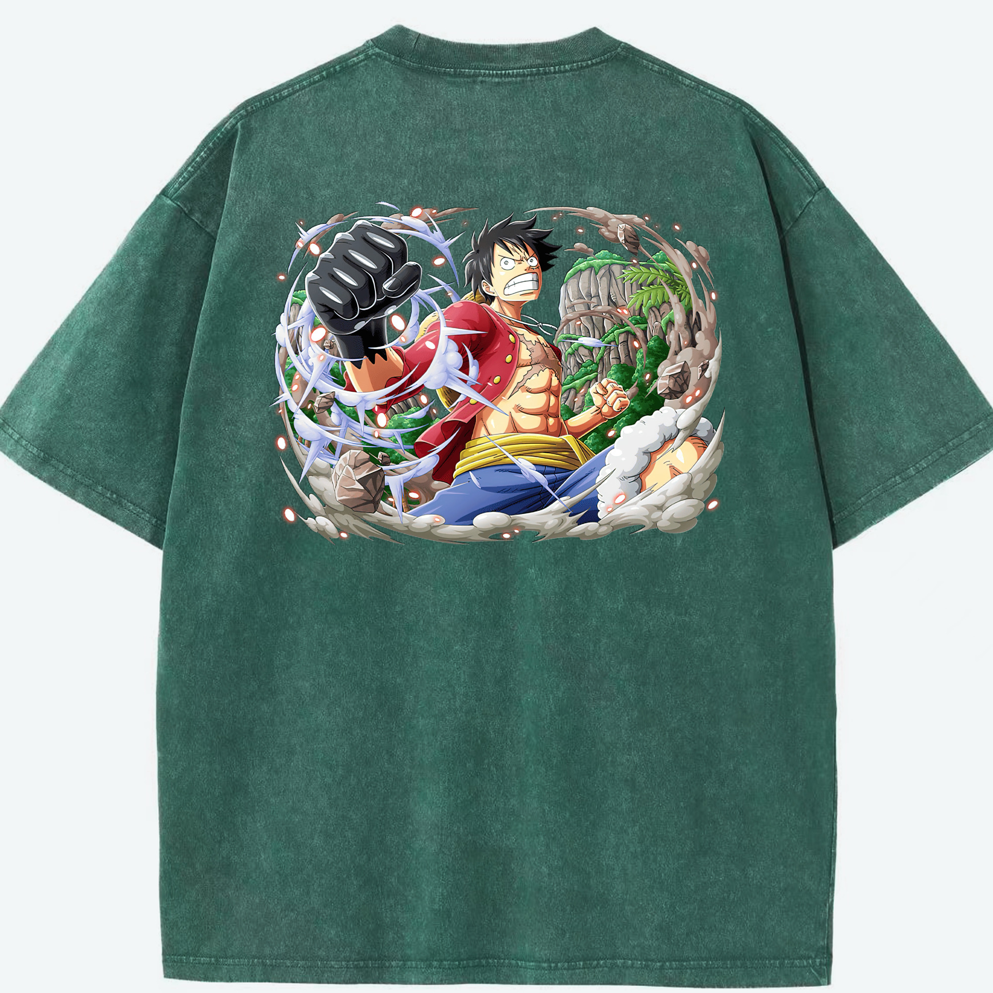 ワンピース モンキー・D・ルフィ ONE PIECE Monkey D. Luffy 綿100% ヴィンテージ風 半袖Tシャツ（背面プリント）